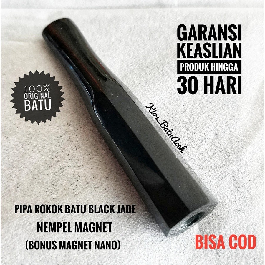 MAGELJAYA Once Pipa Batu Giok Black Jade Asli Aceh Cutting Segi 8