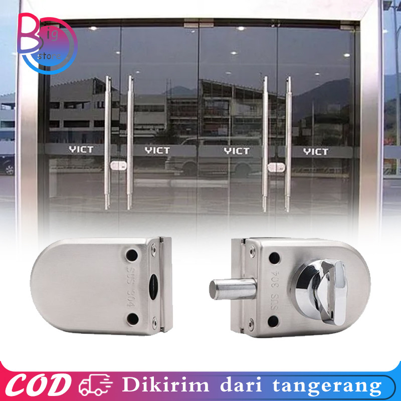 10-12mm Kunci Pintu Grendel Slot Pintu Kaca Double Cabinet Glass Door Lock Jepitan Kunci Lemari Kaca