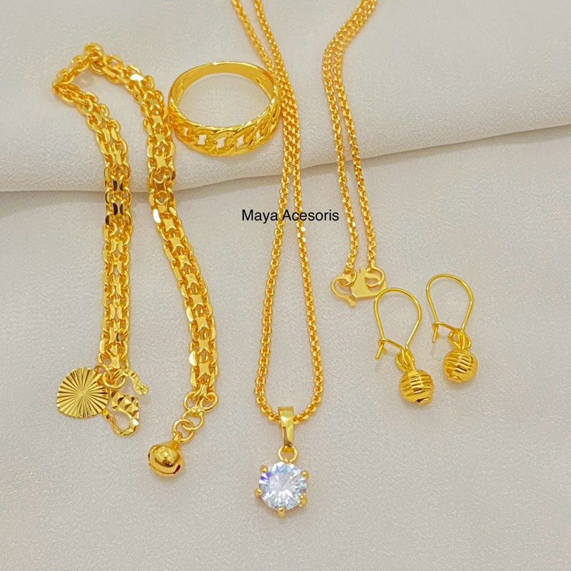 Set Perhiasan Nori Medan Warna Emas 24 K Lengkap Terbaru