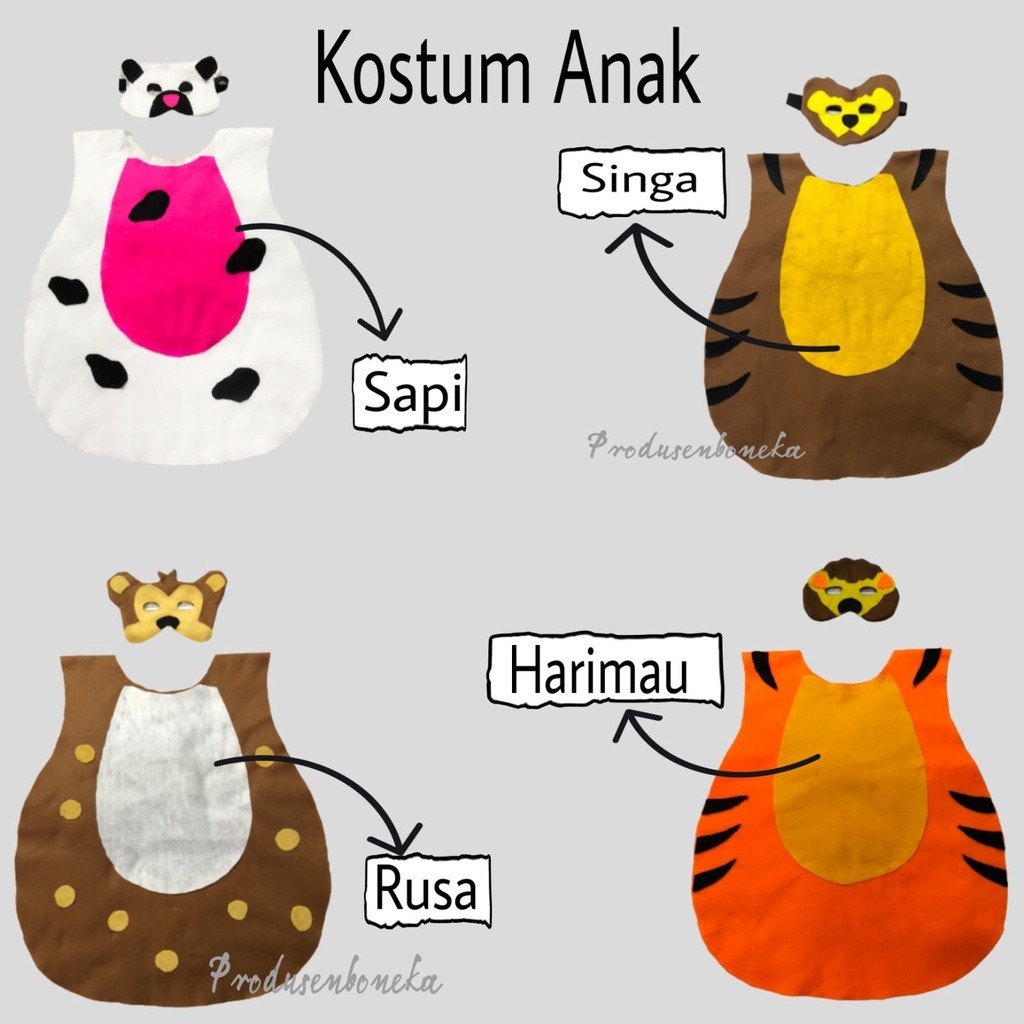 Kostum Anak Karakter Hewan Baju Kostum Karnaval Kostum Singa Kostum Sapi Baju Untuk Pentas Seni