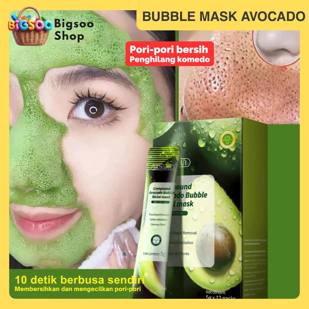 Bigsoo AVOCADO MASK 1 DUS ISI 12 Penghilang Komedo Mengecilkan Pori Pori 12 tas Avocado Complex Acid