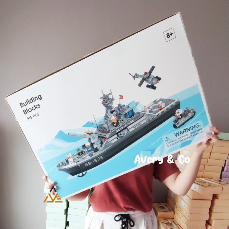 Miniso Compatible brick classic 915 pcs Mainan Brick Pesawat Kapal Tank Mainan Anak Laki Laki Artill