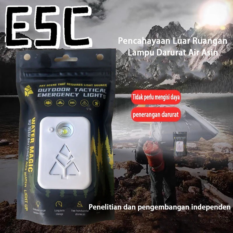 ECS Lampu generator air asin darurat luar ruangan | Pengisian daya air laut | Tahan air IPX5 | Daya 