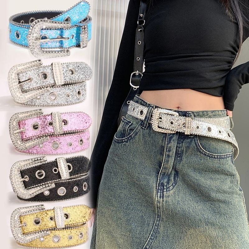 Sabuk Rhinestone Wanita ins Sabuk Lebar