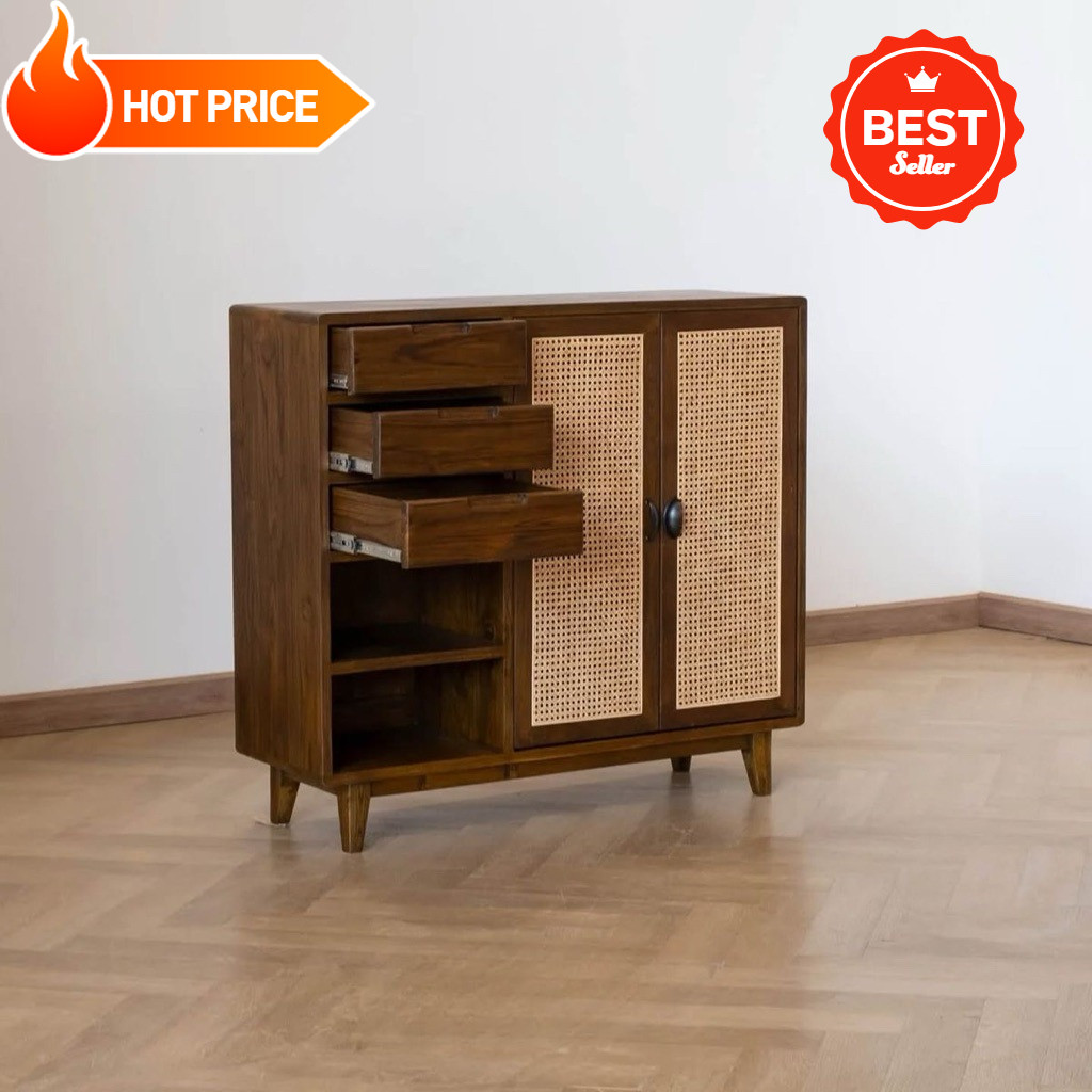 Cabinet Jati Ruang Tamu | Lemari TV & Sofa | Model Minimalis Natural Jepara