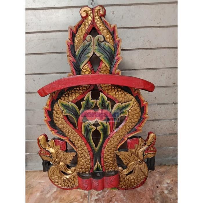 Blawong Tempat Pusaka Tombak Isi 3 Kayu Jati Ukir Naga Kembar Sungging paling murah seindonesia KP43