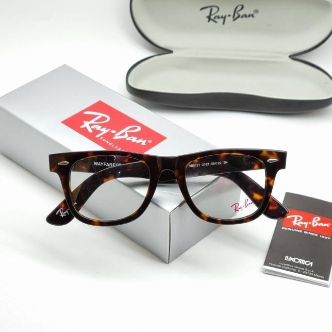Frame Kacamata Minus Pria Rayban Wayfarer 5121 Paket Lensa Minus - - LEOPARD GLOSSY, L Bluecromic ND