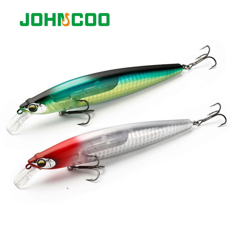 JOHNCOO Floating Minnow 130mm 18.5g Long Casting Hard Bait Flash Blade Wobbler Fishing Lure Sea Bass