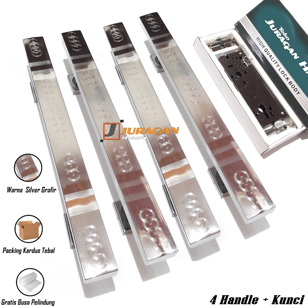 Gagang Pintu Minimalis 1 Set Kunci 60 cm Handle Pintu Kupu Tarung Set Pegangan Pintu dua Daun