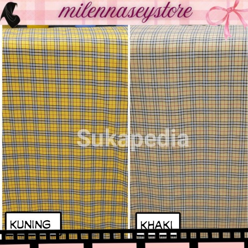 PROMO LAGI Kain Kotak Seragam 7 Kuning, merah dan Khaki (lebar 115cm)Harga per 0,5m SKPD