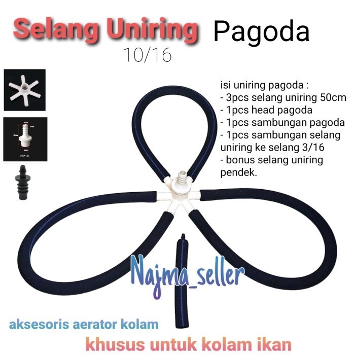 Selang Uniring Pagoda. selang uniring 10/16. alat gelembung udara kolam ikan.