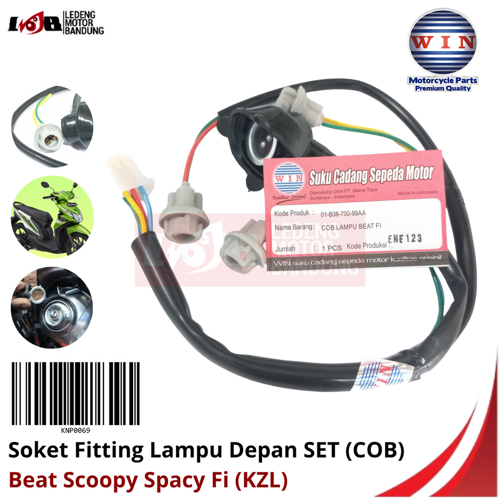 WIN COB Soket Fitting Lampu Depan Beat FI KZL Socket Fiting Honda Kabel Set Motor