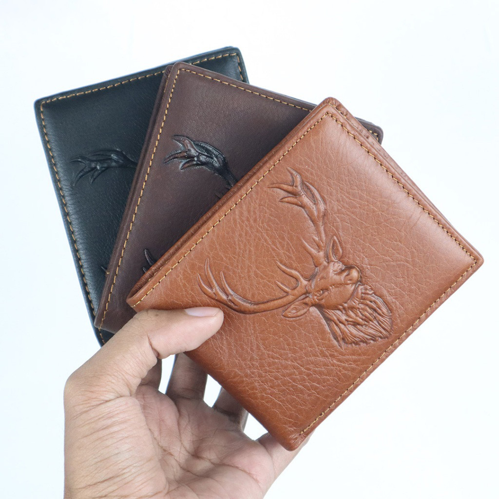 Dompet Kulit Pria Asli Logo Rusa 3D Genuine Leather Wallet - 7017-5
