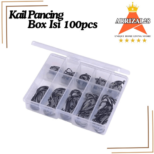 Paket set isi 100 pcs mata kail pancing baja karbon