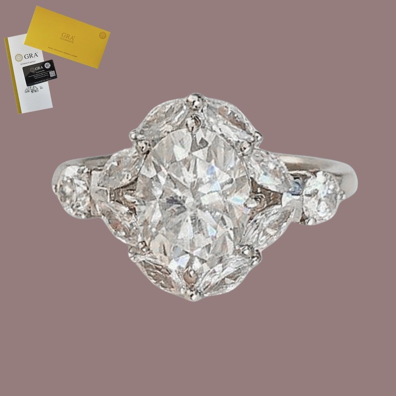 Termasuk Sertifikat GRA Cincin Berlian Marquise Wanita Mewah Berlian Moissanite Oval