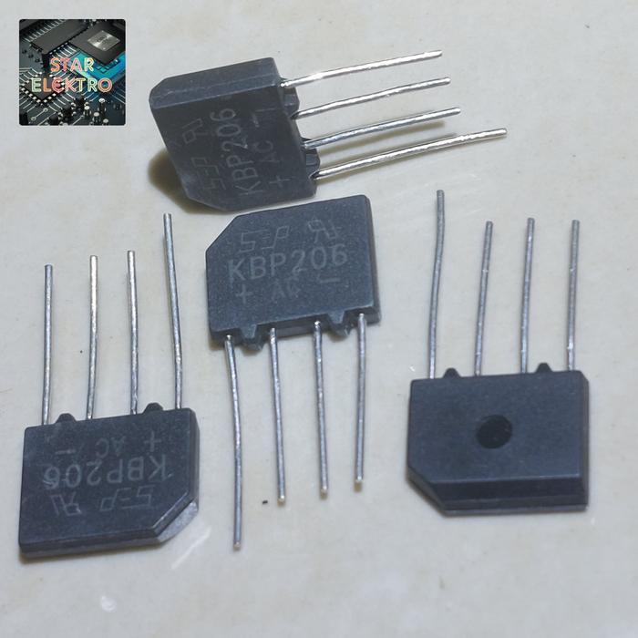 5 Buah 5Pcs KBP206 Sip-4 KBP206G KBP 206 Dioda Sisir 2A 600V SEP Bridge Diode Rectifier Komponen TER