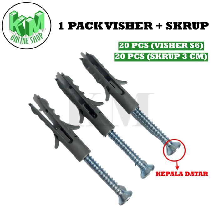 1set alat tanam sekrup S6 include sekrup  fisher S6 alat pengencang sekrup