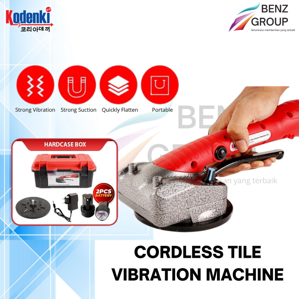 Kodenki Mesin Getar Perata Angkat Pasang Keramik Marmer Kop LantaKaca 2 Batre 12V - Alat Pasang Pera