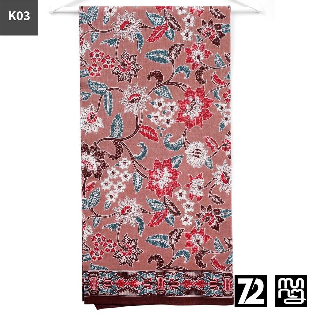 72 Batik - Kain Batik Katun Motif Kembang Warna Merah Maroon 723935