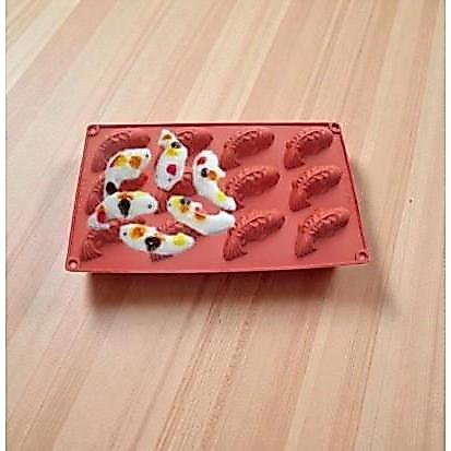 Cetakan silikon coklat es puding silicone Ikan Mas Koi 12 pcs