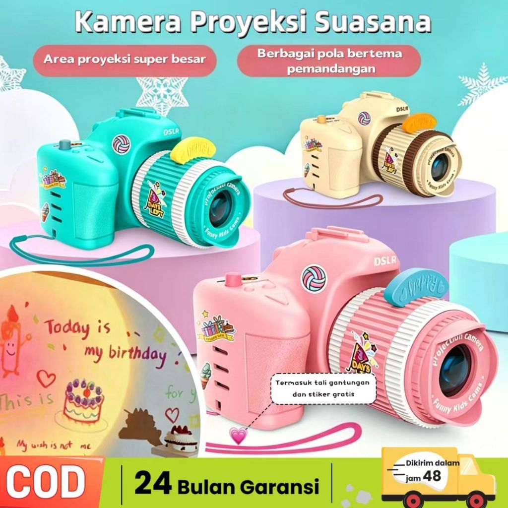 Mini Mainan Proyektor kamera Anak / Gambar Edukasi Pola Kamera Kartun Proyektor Senter KeDinding