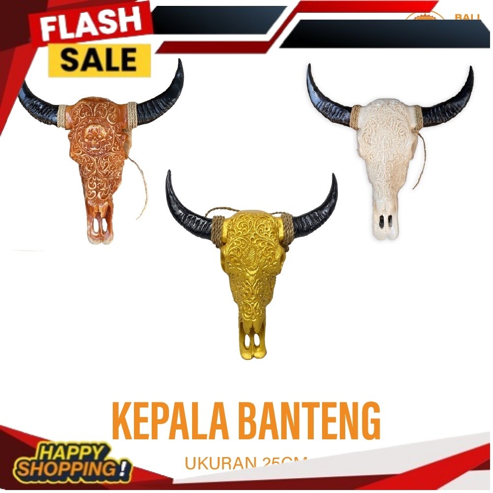 Dekorasi Dinding - Patung Kepala Banteng - Patung Banteng - Patung Kepala Sapi - Patung Kepala Kerba