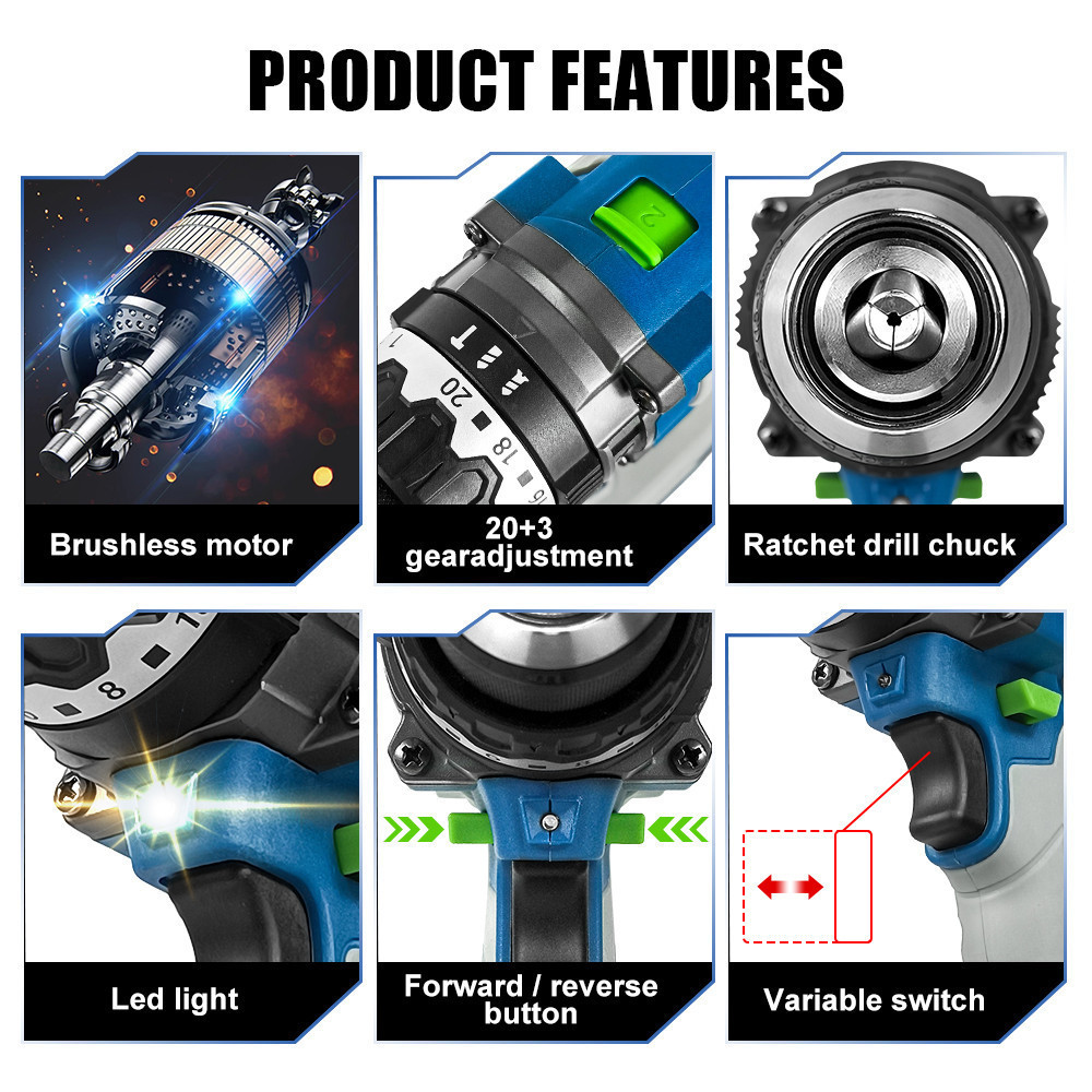 Bor Kamolee New 850N.M Super Jumbo Torque 13mm Brushless Electric Drill