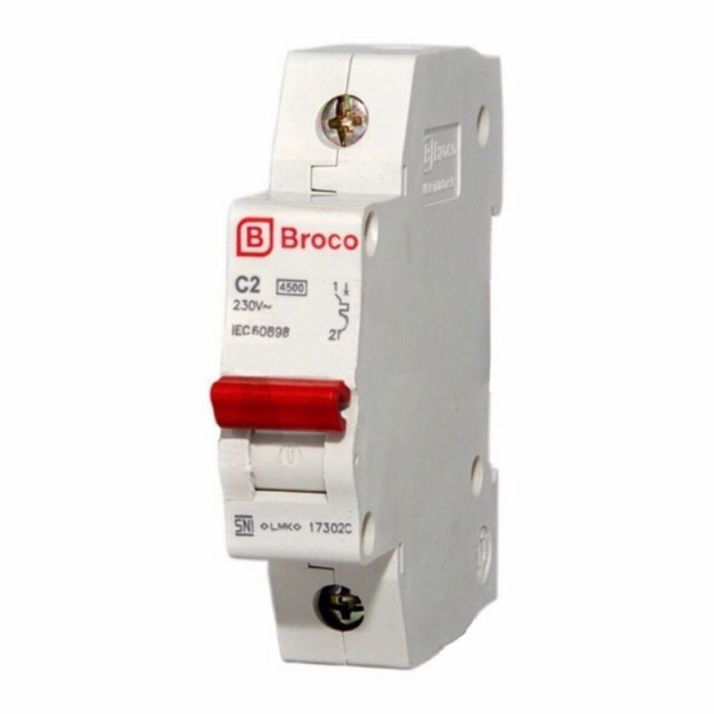BROCO MCB 2A - 4A - 6A - 10A - 16A - 20A - 25A - 32A Broco MCB Listrik Ampere Sikring Skring Pemutus