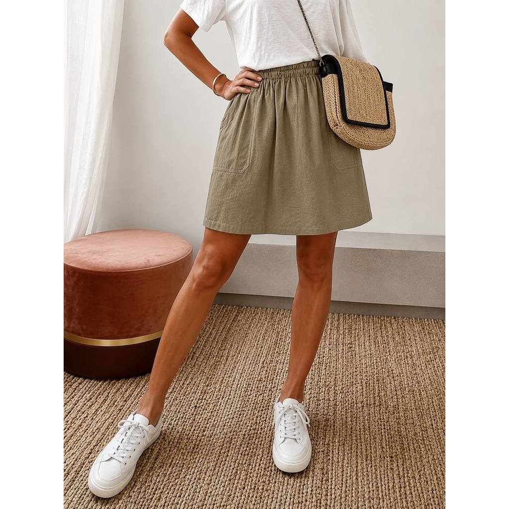 WARNAMU #1891 ANKO LINEN MINI SKIRT