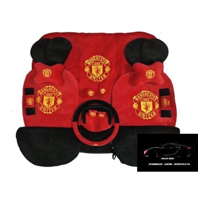 Sarung Jok Mobil Agya Ayla MU Manchester United / Motif Bola MU Sport     Berkualitas