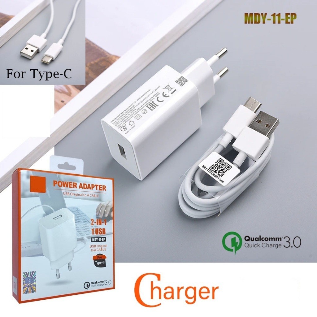 TC CHARGER XOMI MDY-11-EP NOTE 9 KABEL TYPE C FAST CHARGING 22,5W MODEL MDY-11-EP BERKUALITAS TINGGI