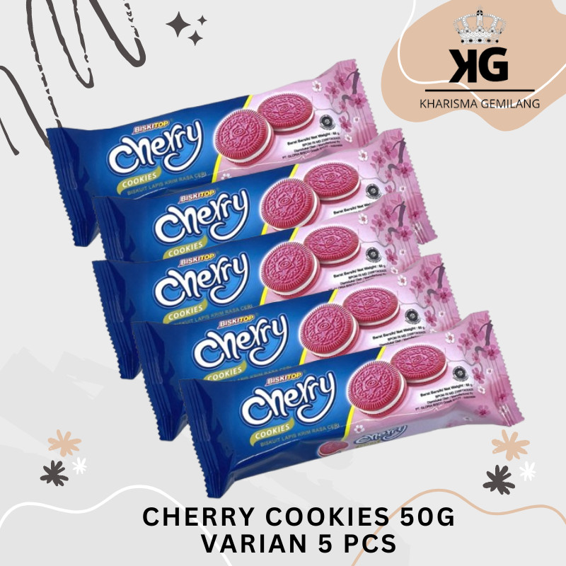 KG - CHERRY COOKIES 50g (VARIAN 5 PCS) Biskuit Anak Dewasa Enak Rasa Buah Cherry Biscuit Biskitop Mu