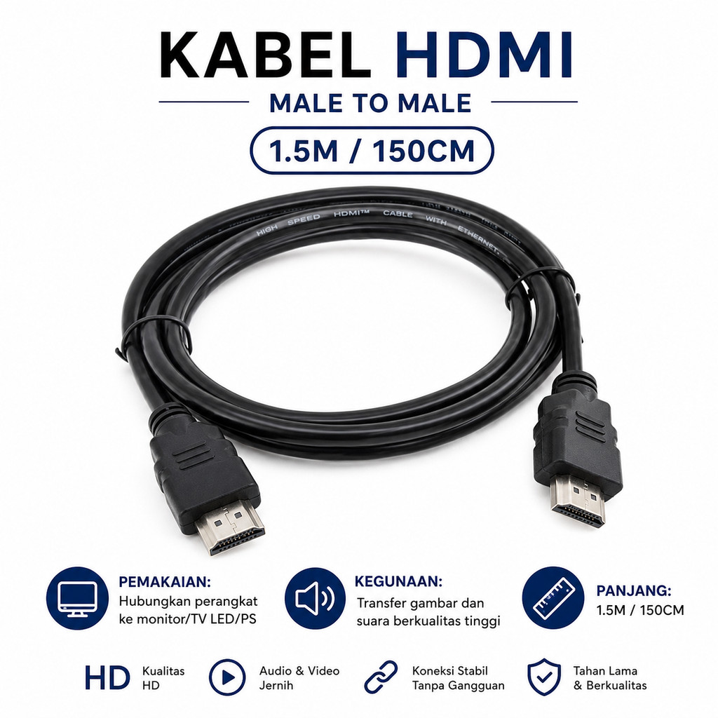 Kabel HDMI TO HDMI Male to male 1.5M 150CM Monitor TV LED PS 3 4 5 PC
