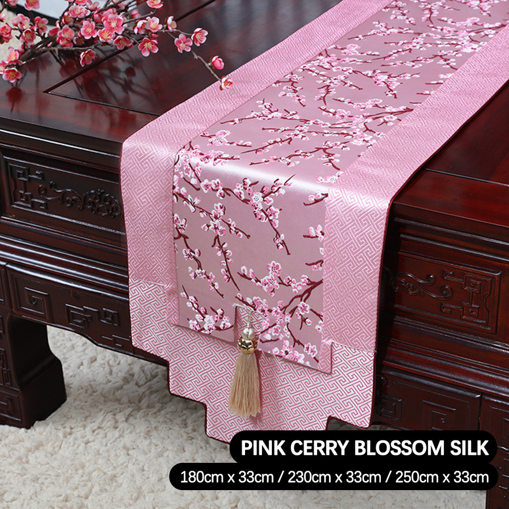 Table Runner Imlek Premium Motif Oriental Chinese Style / Silk Table Runner 5602