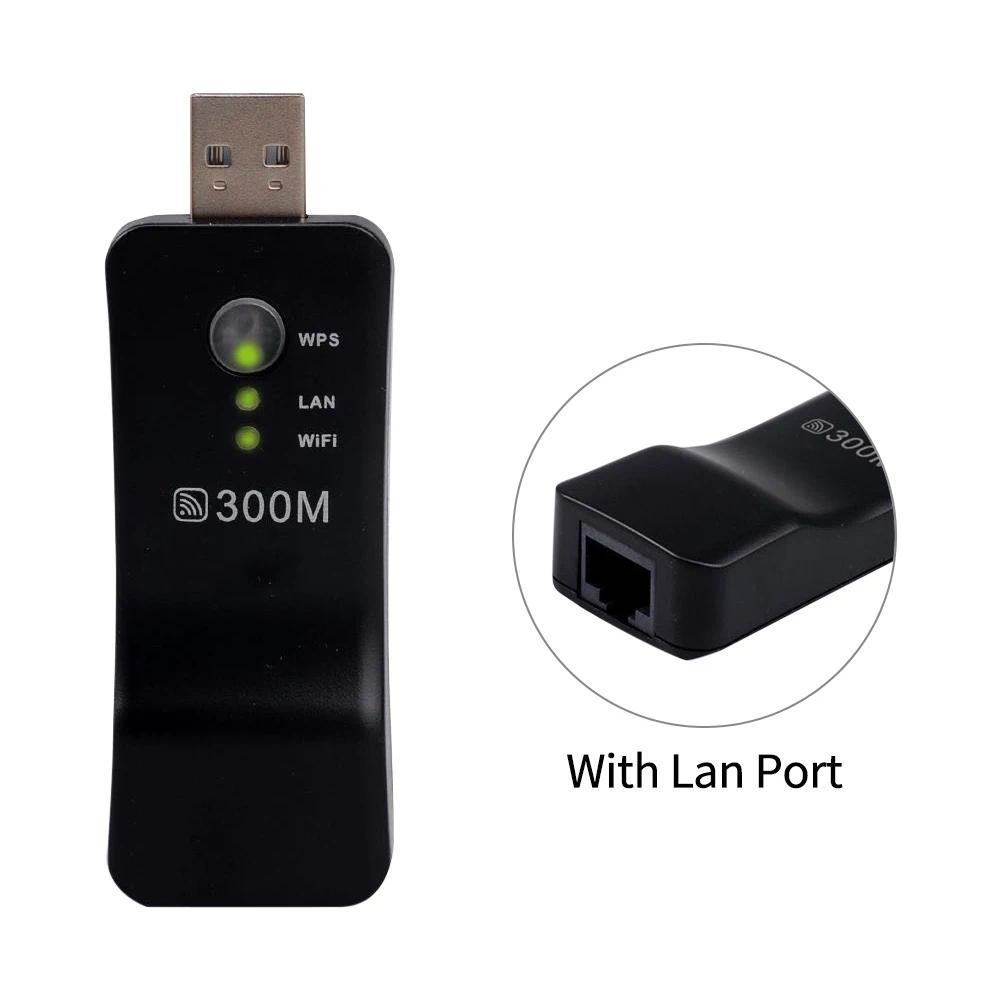 Universal USB Wireless WiFi Smart 300Mpbs TV Network Adapter Universal HDTV RJ45 Lan Port Repeater A