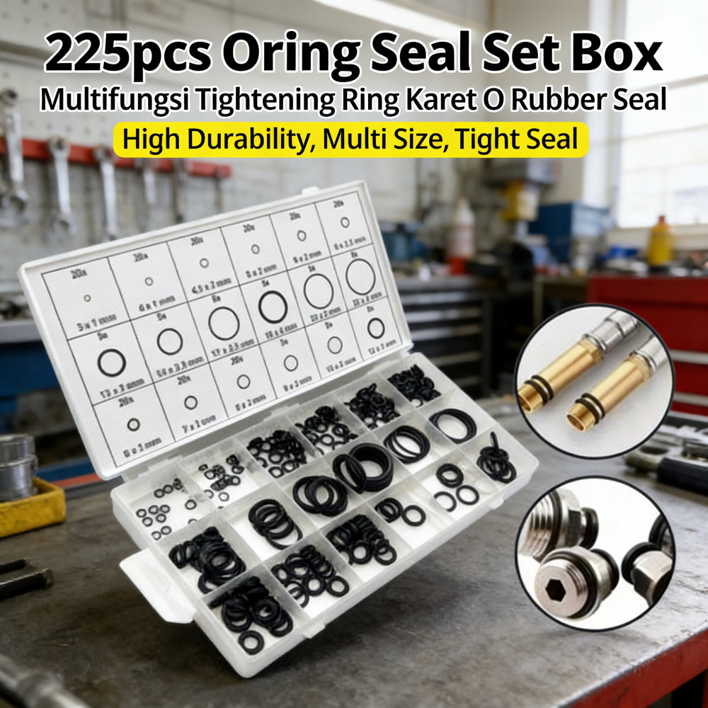 Box 225pcs O-Ring Seal Karet O-Ring Seal Multifungsi O Ring Seal Tightening Oring Seal Rubber