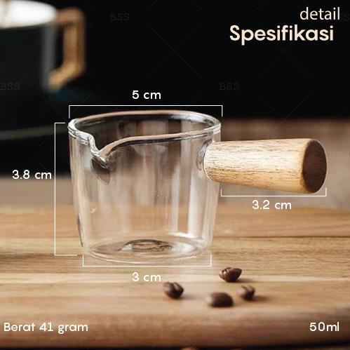 Gelas Takar Gula Kaca Mini Sugar Glass Saus Gagang 100ml Borosilicate - 50ml - Gelas Cangkir - Gelas