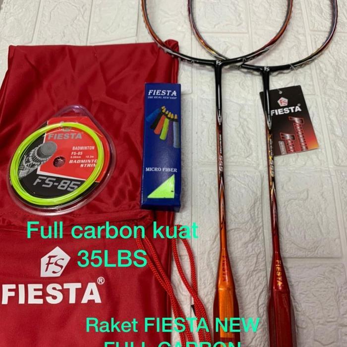 Raket Badminton NEW FIESTA FS Break Free 555 Full carbon taiwan 35lbs - Fs 555 merah, Raket+tas+grip