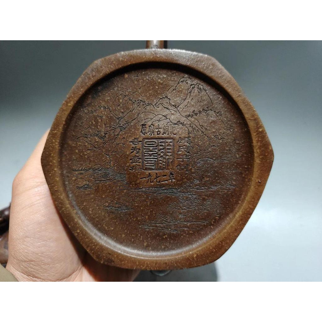 Xizang Folk  Yixing Purple Clay Teapot Vintage colored teapot 2 dragon covers  Dragon handle Kettle 