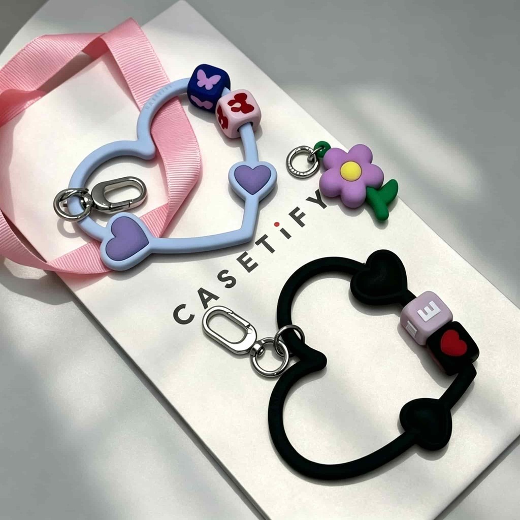 CASETiFY Sweet Heart Shape Hollow Silicone Wrist Hand Ring Phone Charm AntiLost AntiDrop Handheld La