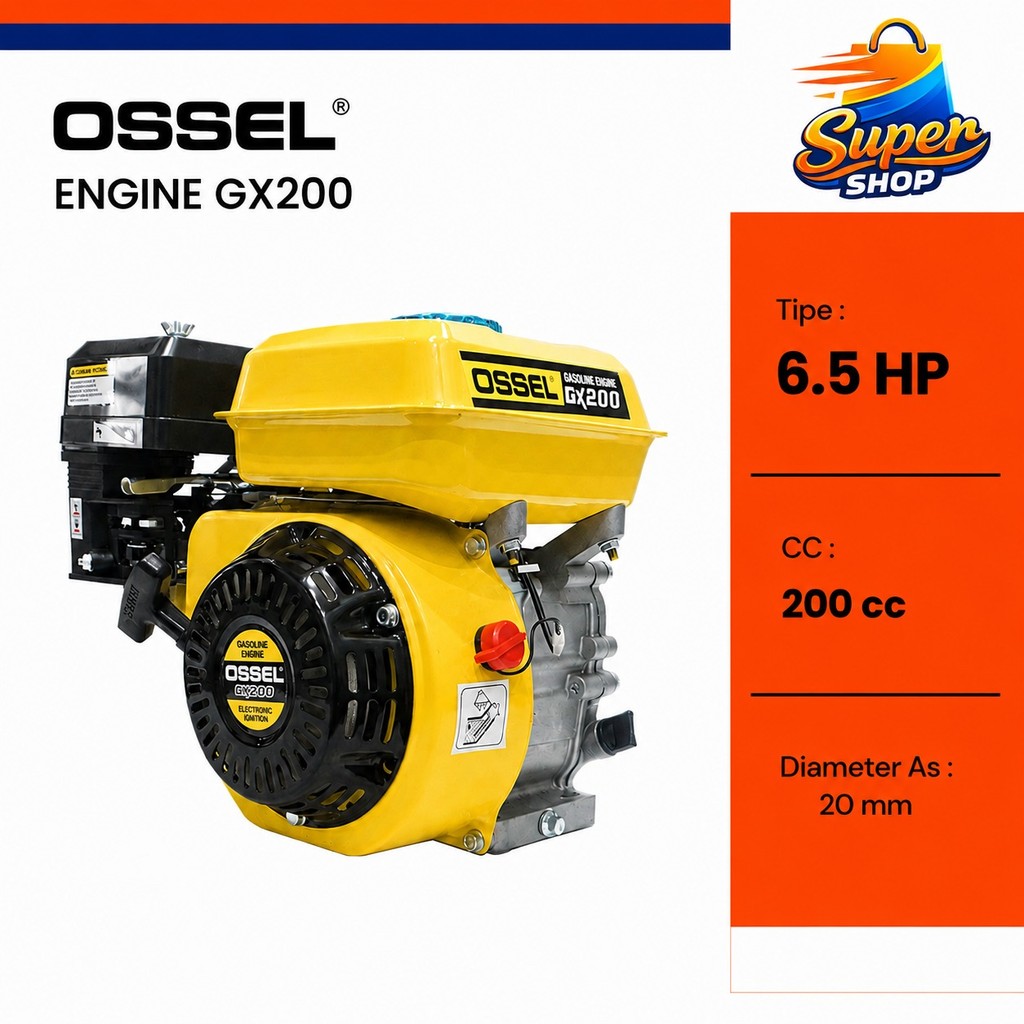 Mesin Penggerak Bensin Serbaguna 6.5PK Gasoline Engine GX200 OSSEL