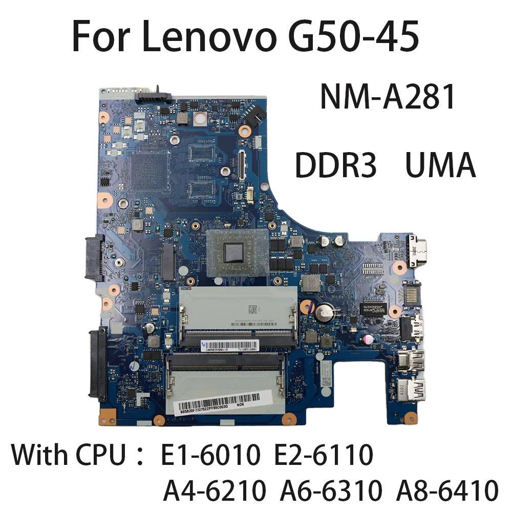 Laptop Motherboard For Lenovo G50-45 AMD ACLU5 ACLU6 NM-A281 DDR3 With CPU E2-6110 A6-6310 A4-6210 A