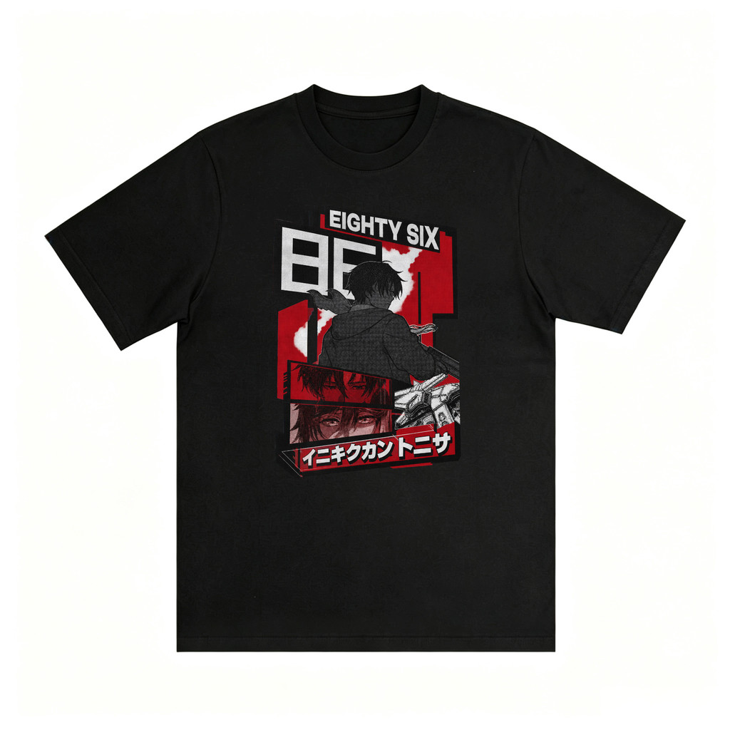 Kaos Oversize Distro Unisex 86 Eighty Six Shinei Nouzen Vladilena Milize Potongan Oversize Motif Str