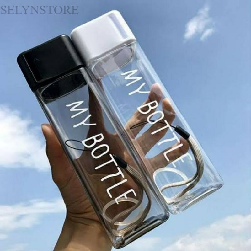 B ( B06 ) MY BOTTLE KOTAK TRANSPARAN WARNA / BOTOL MINUM / KWALITAS TERBAIK / TAHAN PECAH | Produk O