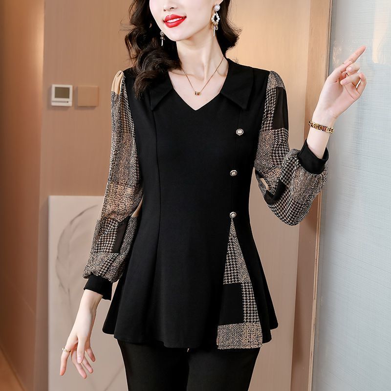 Atasan Sifon Lengan Panjang Wanita Big Size, Blouse Kasual Model Terbaru