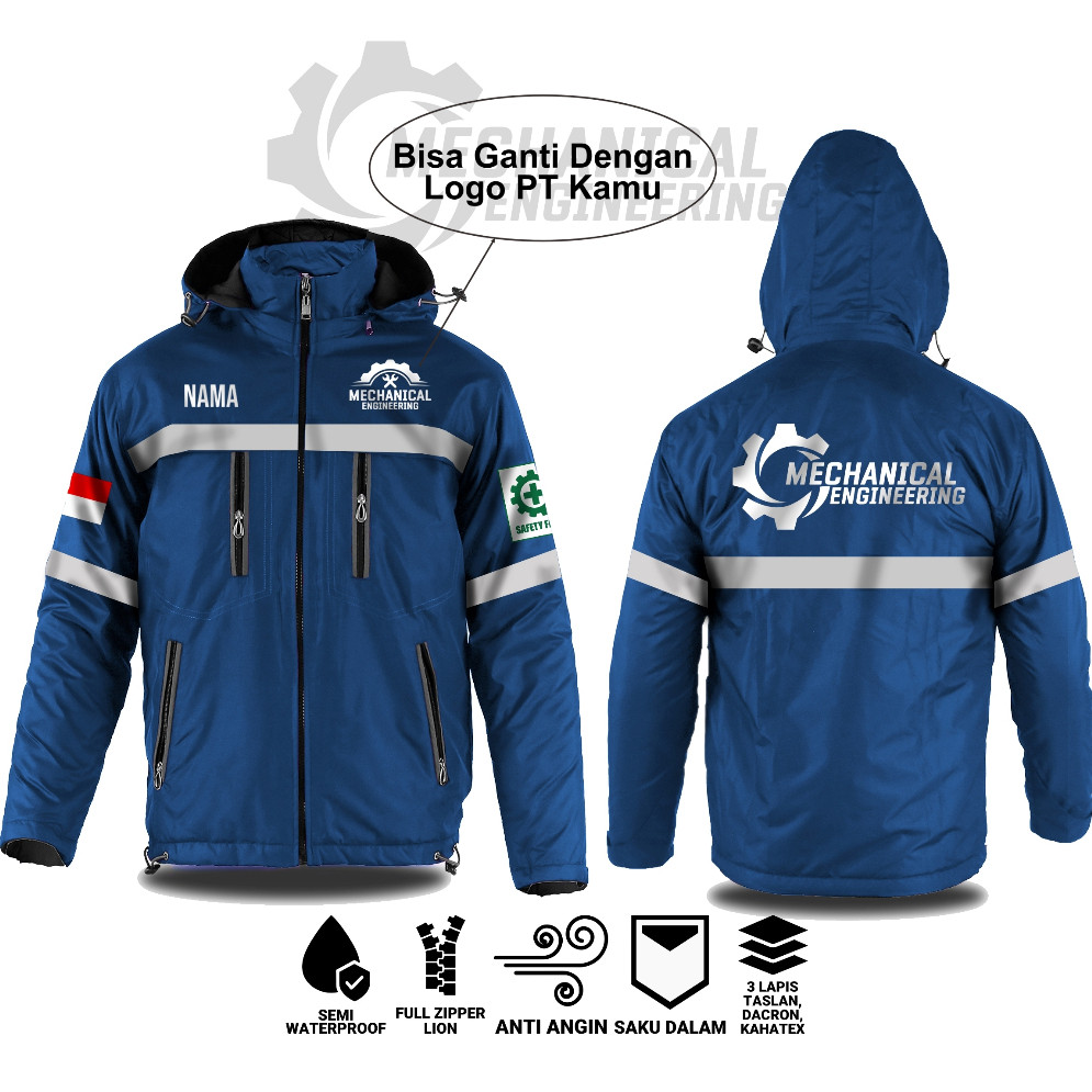 Ready Stok Jaket Safety MECHANICAL ENGINEERING Scotlight Parasut Bisa Custom Free Nama