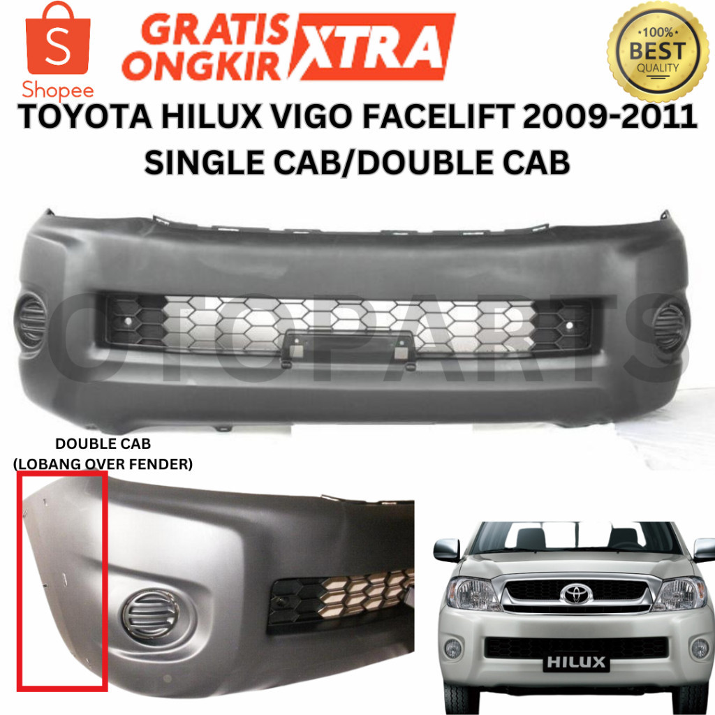 (PACKING EXTRA) BUMPER BEMPER DEPAN HILUX VIGO FACELIFT 2009 2010 2011 SINGLE CABIN DOUBLE CABIN BAR