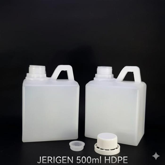 PROMO>> Jerigen 500ml HDPE Jerigen kotak 500ml Jerigen madu ISI 20PCS - Natural, Putih, Plastik