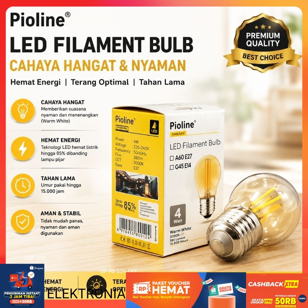 LED Filament Bulb 4watt (Lampu Hias Vintage) EL
