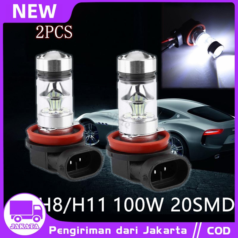 SEPASANG Lampu Kabut Lampu LED Mobil Super Terang 100W Lampu Depan Mobil Headlamp Foglamp Soket H11